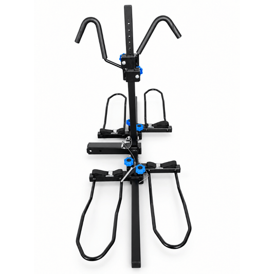 Two-Bike Hitch-Mounted Bicycle Rack with Adjustable Wheel Cradles