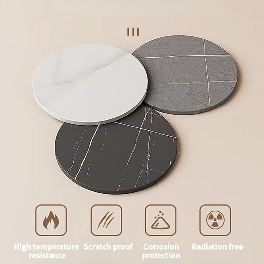 7-Circle Metal Hat & Coat Tree Round Rack with Slate Marble Base