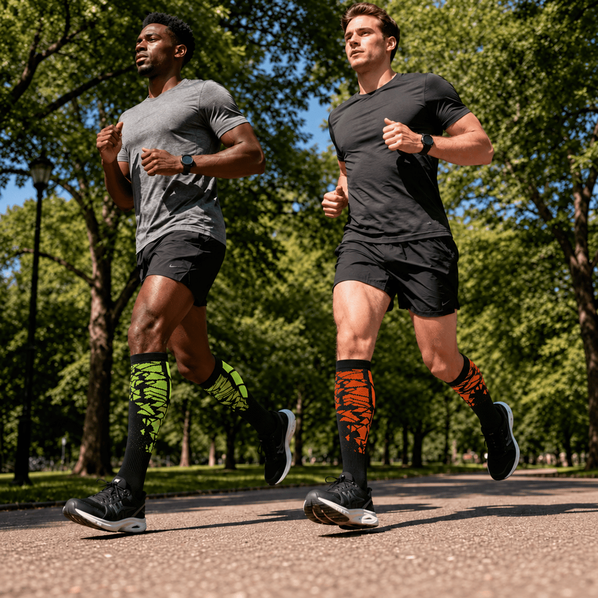 Neon Knee-High Compression Socks – 20–30 mmHg | 2-Pair Set