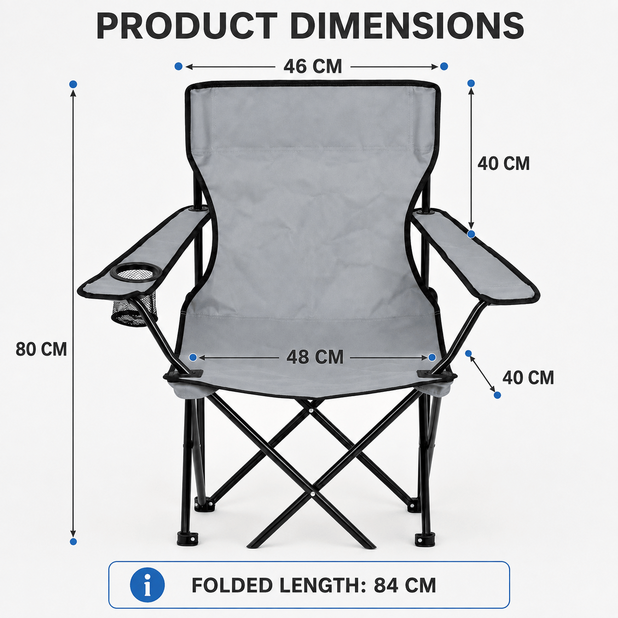 Portable Waterproof Folding Camping Chair with Cup Holder