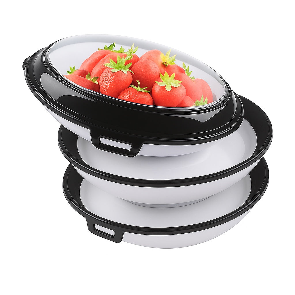 Reusable Leak-Proof Rounded Food Preservation Tray - Pack of 3