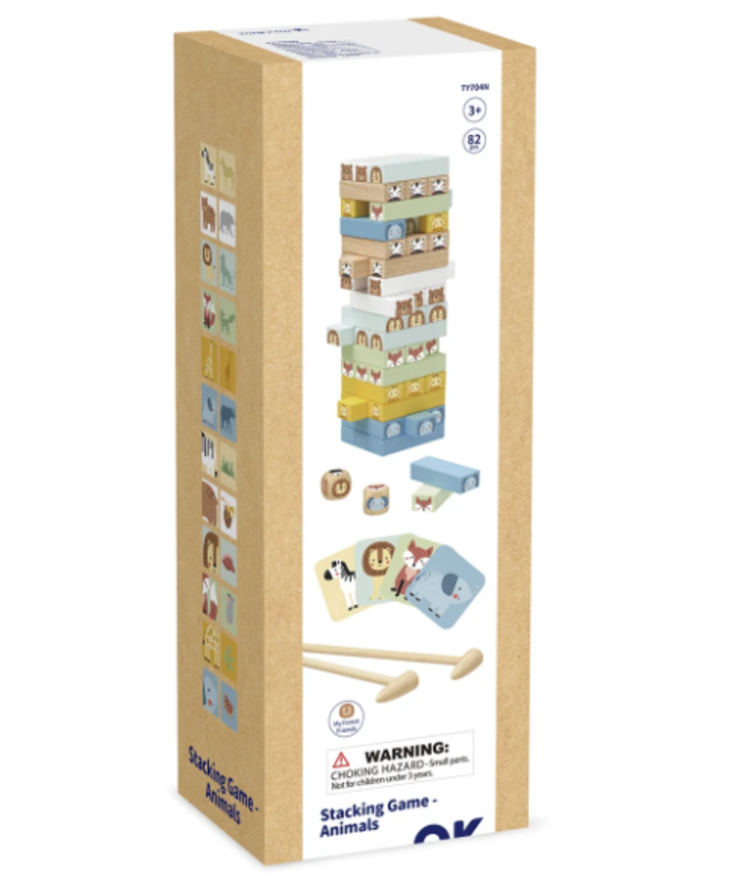 My Forest Friends Wooden Animal Jenga Stacking Game – 82 Piece Set