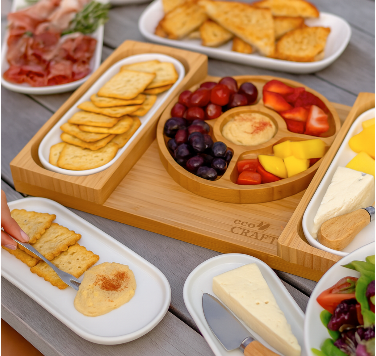 Eco Craft Luxury Bamboo Charcuterie Platter & Serving Tray