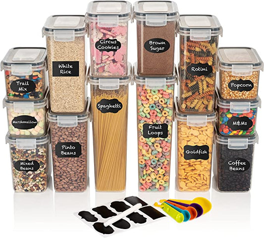 Storage Container with Measuring Cups and Labels