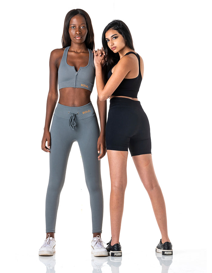 Ribbed Statement Racer Back Bra