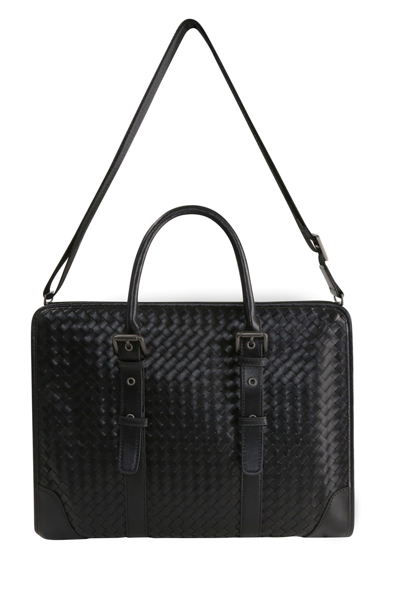 Exquisite Black Interlaced PU Leather Laptop Bag