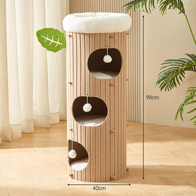 Modern Cat Tree Condo with Scratching Bucket