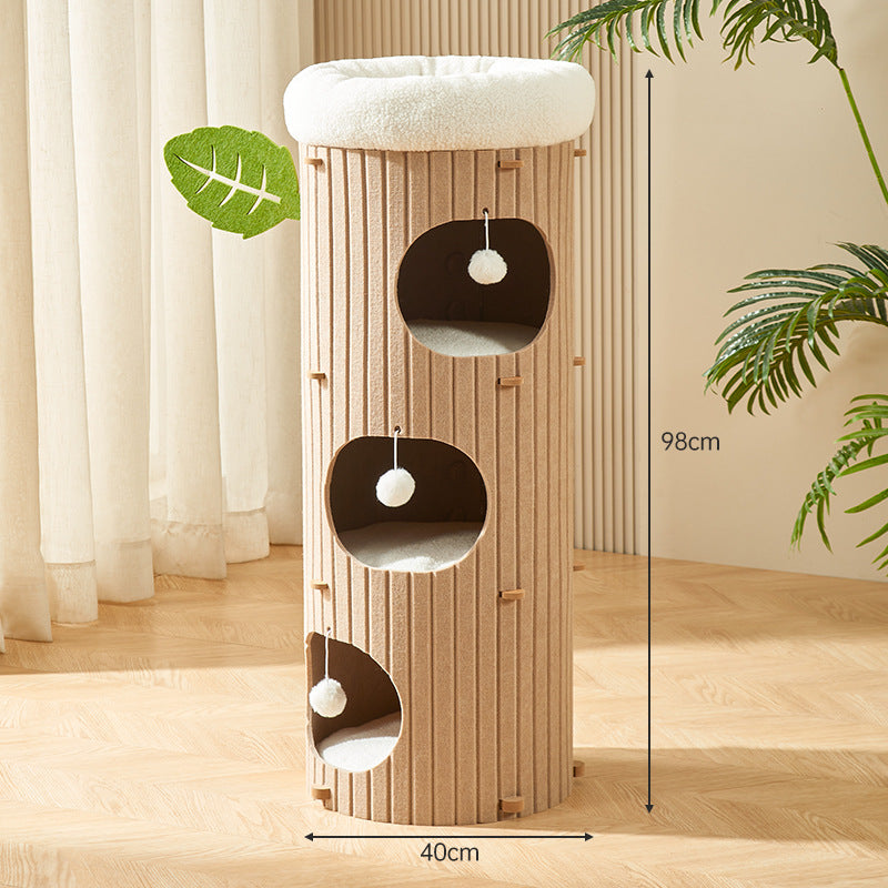 Modern Cat Tree Condo with Scratching Bucket