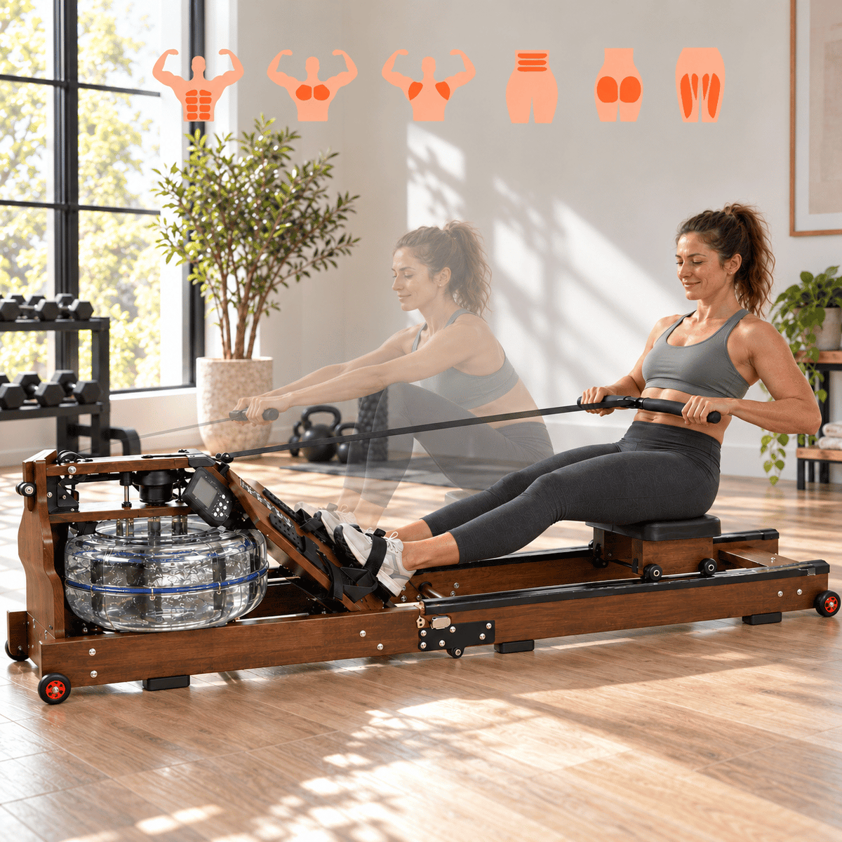 AquaGlide Foldable Water Rowing Machine