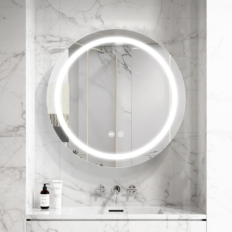 Round Mirrored LED Bathroom Cupboard