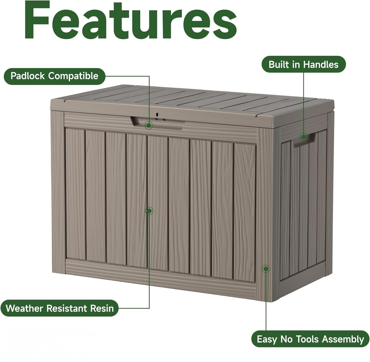 Outdoor Resin Storage Box 170L - Waterproof& UV-Resistant Patio Storage