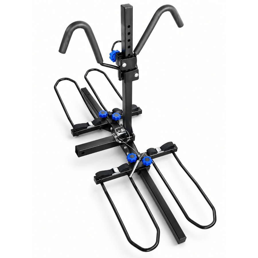 Two-Bike Hitch-Mounted Bicycle Rack with Adjustable Wheel Cradles