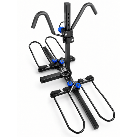 Two-Bike Hitch-Mounted Bicycle Rack with Adjustable Wheel Cradles