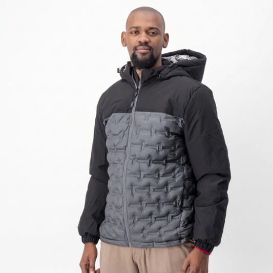 Color Block Thermally Lined Hooded Puffer Jacket