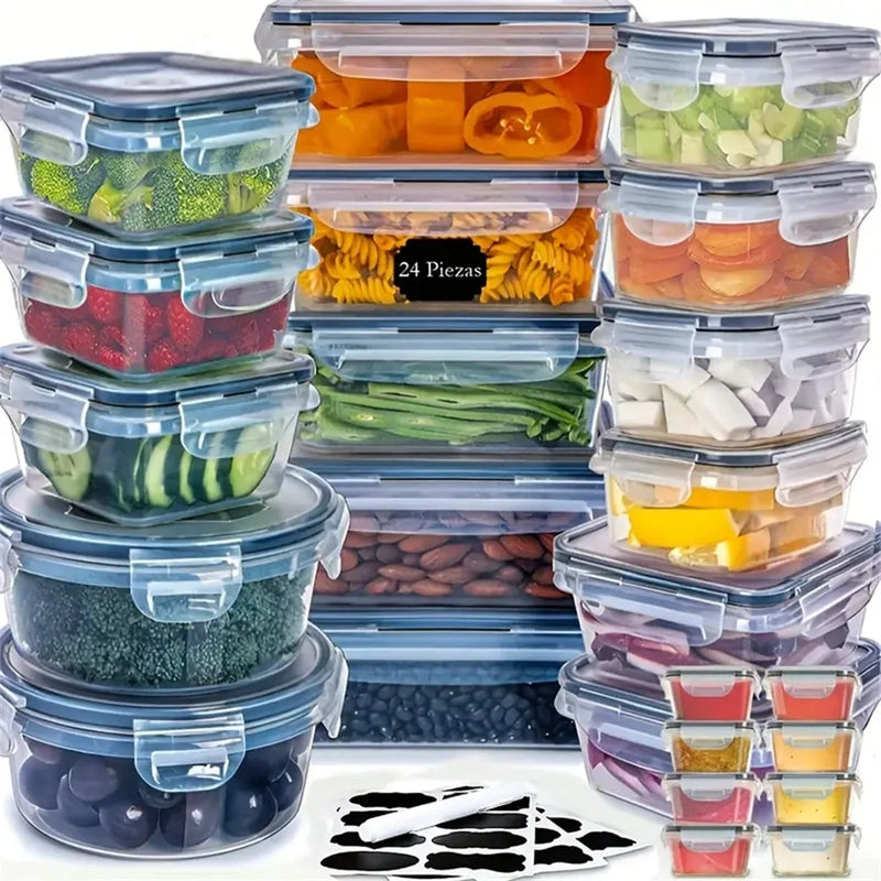 12/24 Piece Storage Container Set with markers and labels