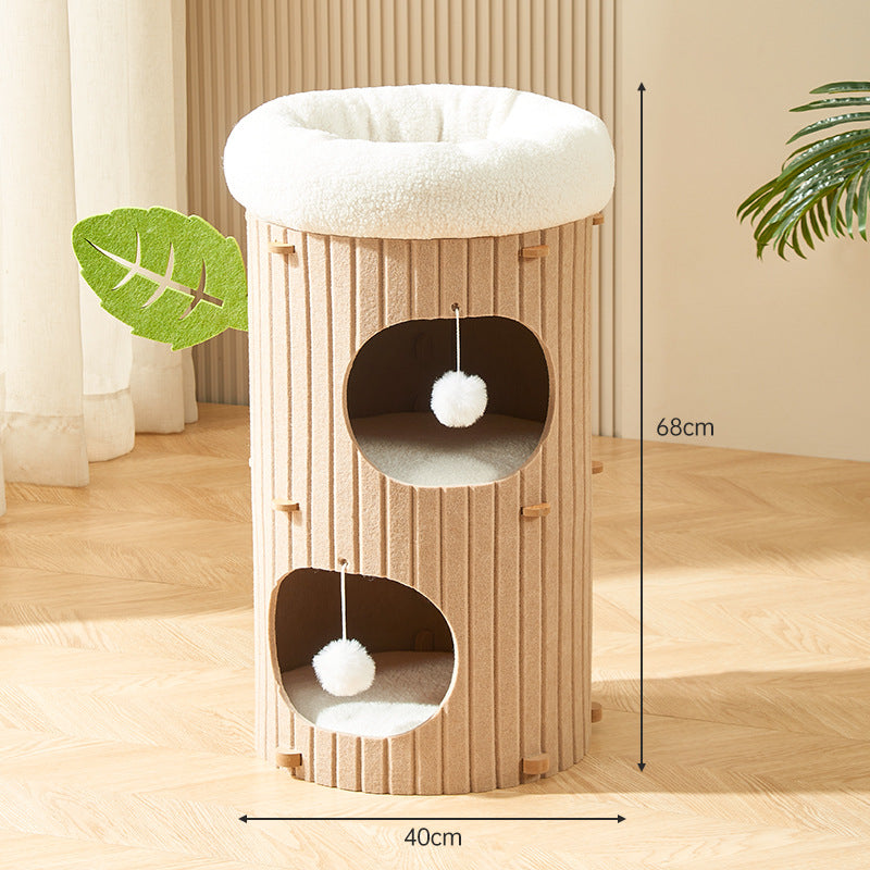 Modern Cat Tree Condo with Scratching Bucket