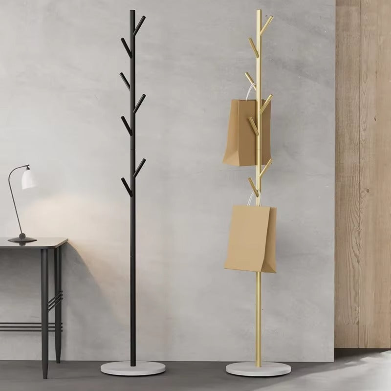 7-Hook Metal Hat & Coat Tree Rack with Slate Marble Base