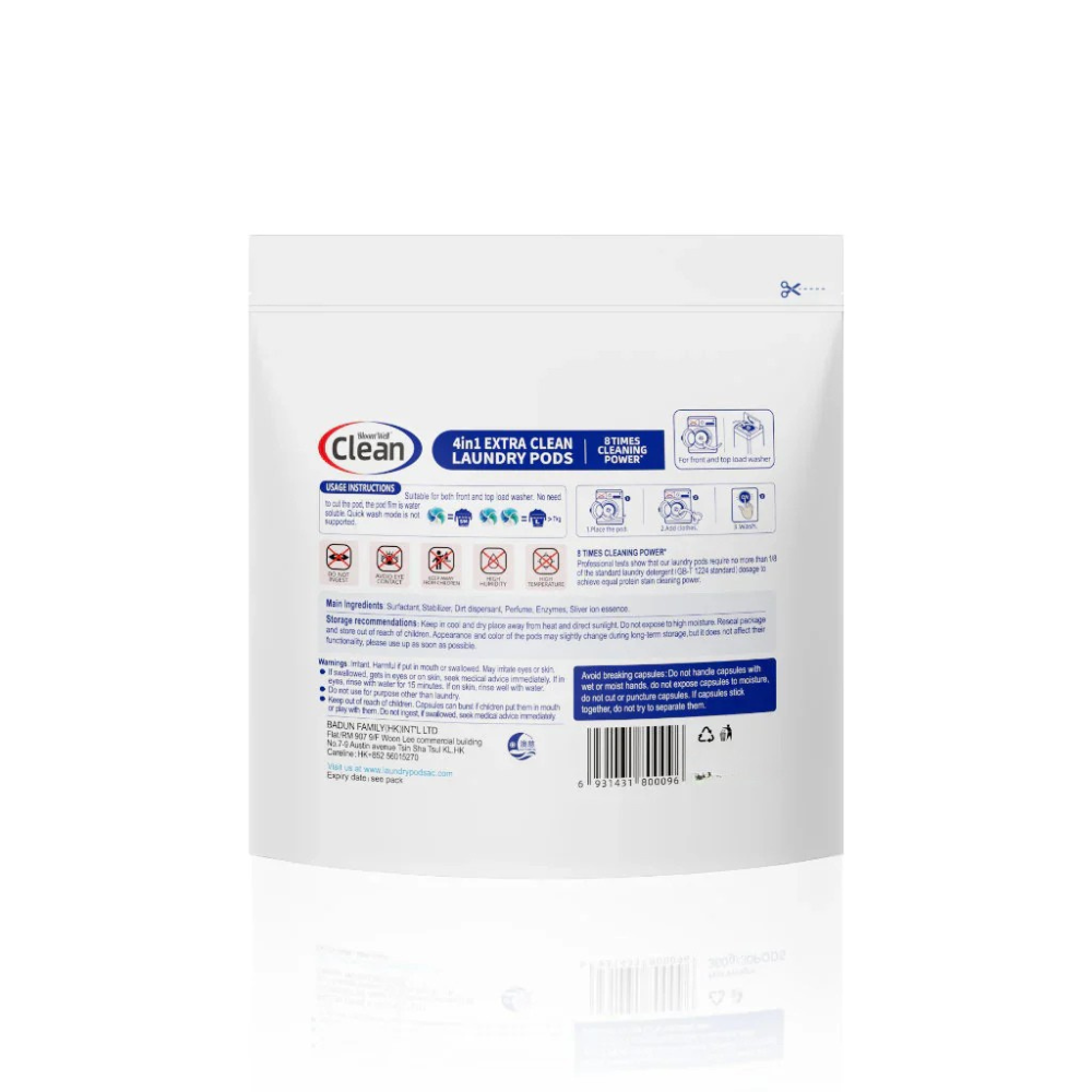 4-in-1 Laundry Detergent Pods – 8X Deep Clean Power (64 Pods)