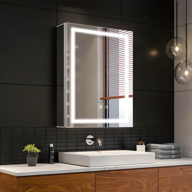 Square Mirrored LED Bathroom Cupboard