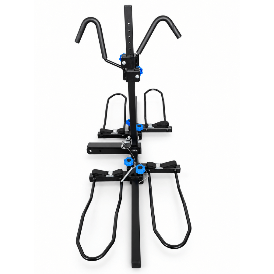 Two-Bike Hitch-Mounted Bicycle Rack with Adjustable Wheel Cradles