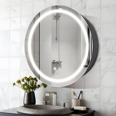 Round Mirrored LED Bathroom Cupboard