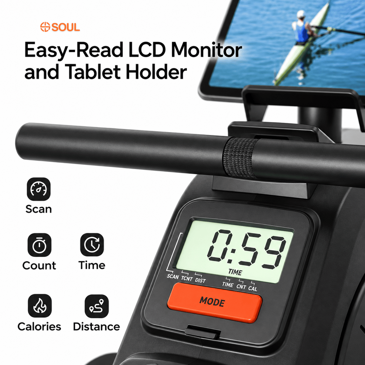 8 Levers Adjustable Aerobics Rowing Machine