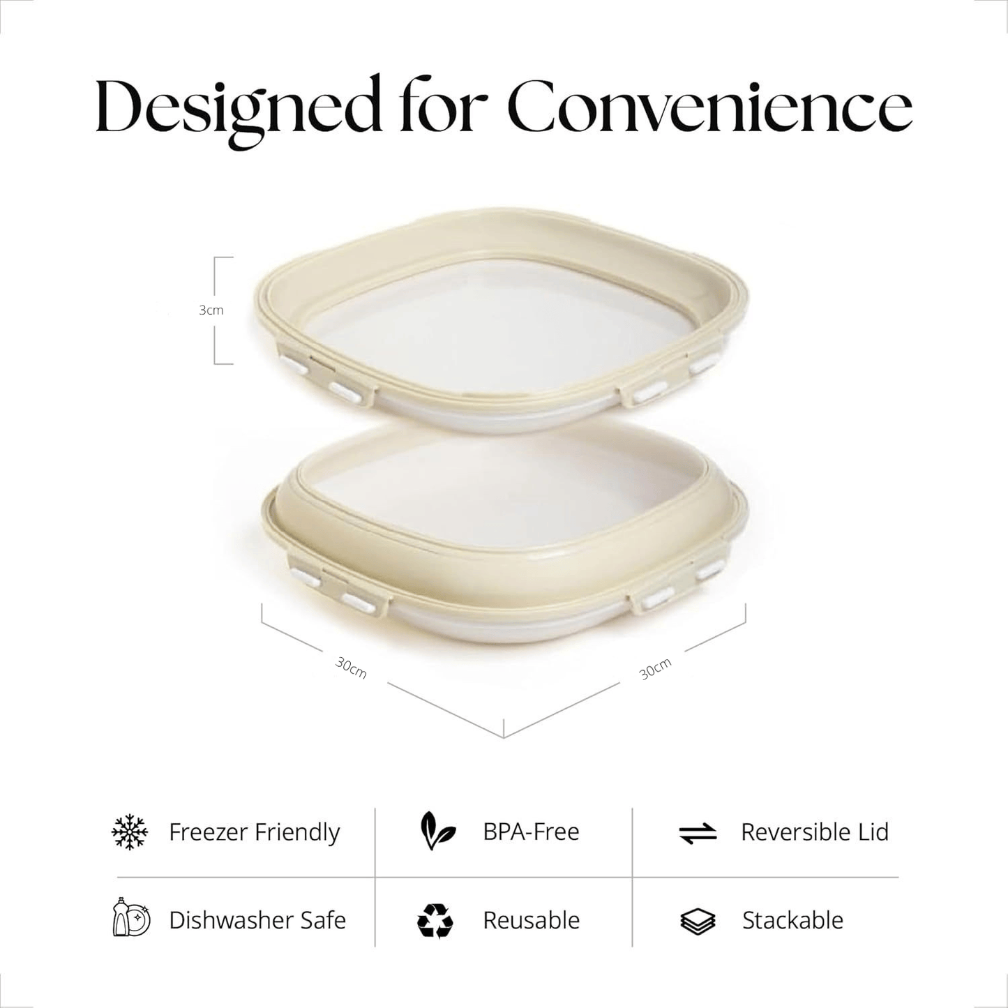 Reusable Leak-Proof Square Food Preservation Tray - Pack of 3