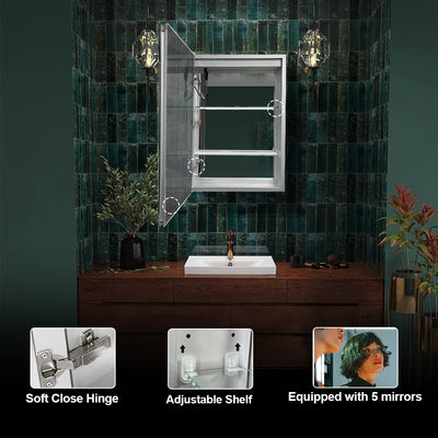 Square Mirrored LED Bathroom Cupboard