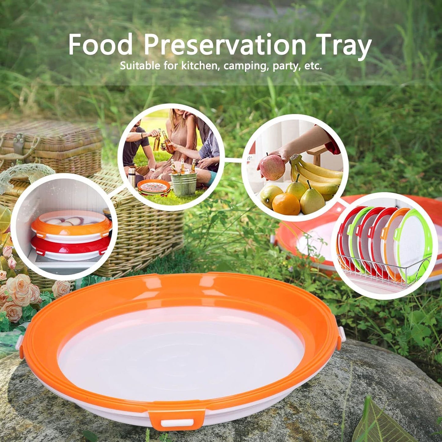 Reusable Leak-Proof Rounded Food Preservation Tray - Pack of 3