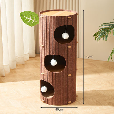 Modern Cat Tree Condo with Scratching Bucket