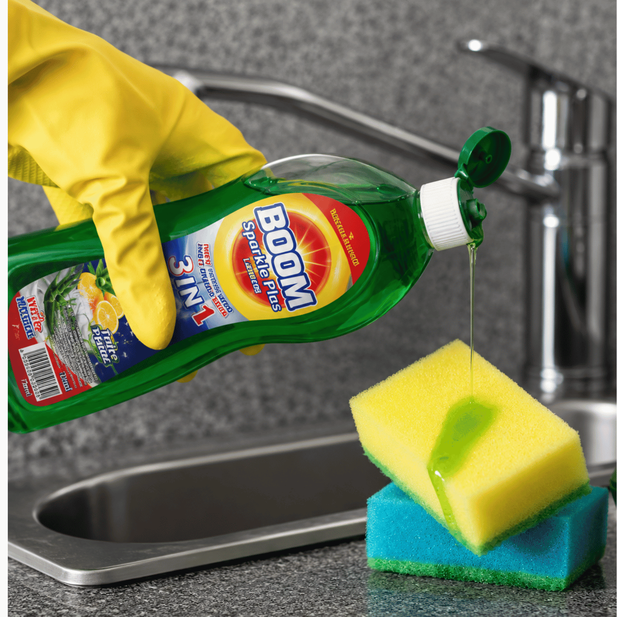Boom Sparkle Plus Lemon Dishwashing Liquid 750ml (pack of 5)