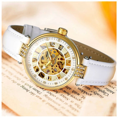 Vento Automatic Luxury Woman's Watch -White/Gold