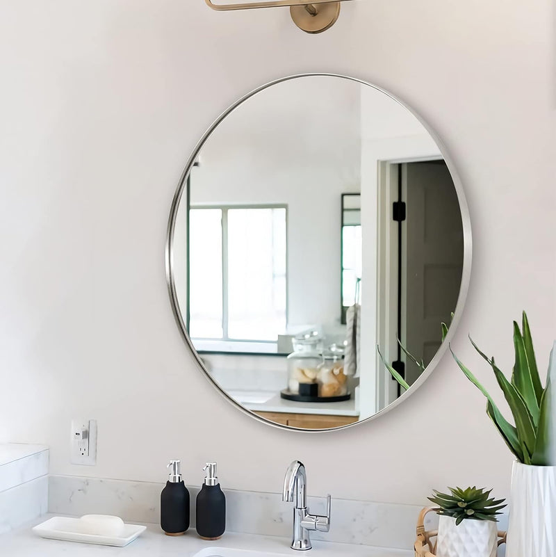 The Gracey Brushed Frame Hanging Mirror Silver