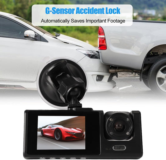 1080p Triple-Lens Dash Cam with Front, Rear & Cabin Recording