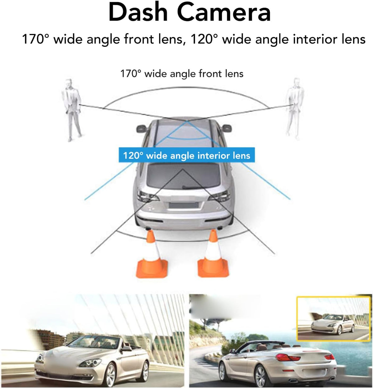 1080p Triple-Lens Dash Cam with Front, Rear & Cabin Recording