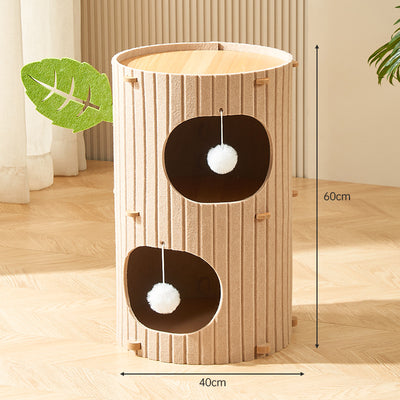 Modern Cat Tree Condo with Scratching Bucket