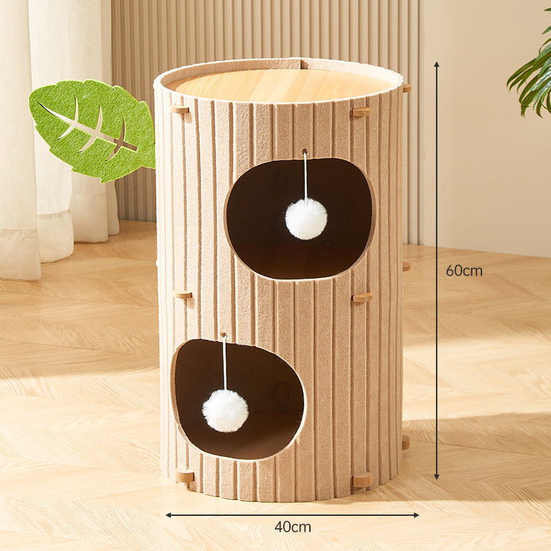 Modern Cat Tree Condo with Scratching Bucket