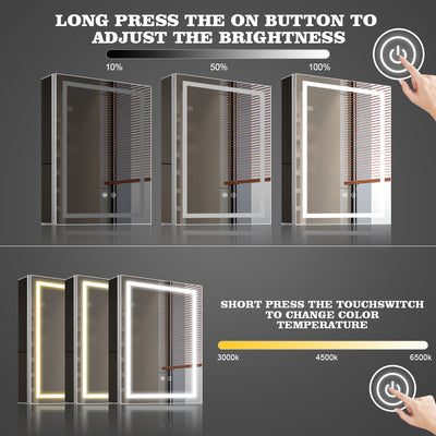 Square Mirrored LED Bathroom Cupboard