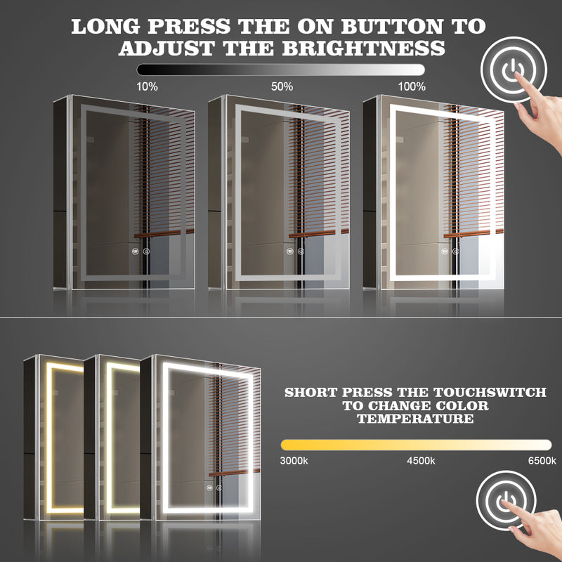 Square Mirrored LED Bathroom Cupboard