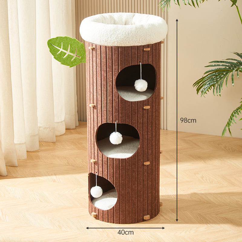 Modern Cat Tree Condo with Scratching Bucket