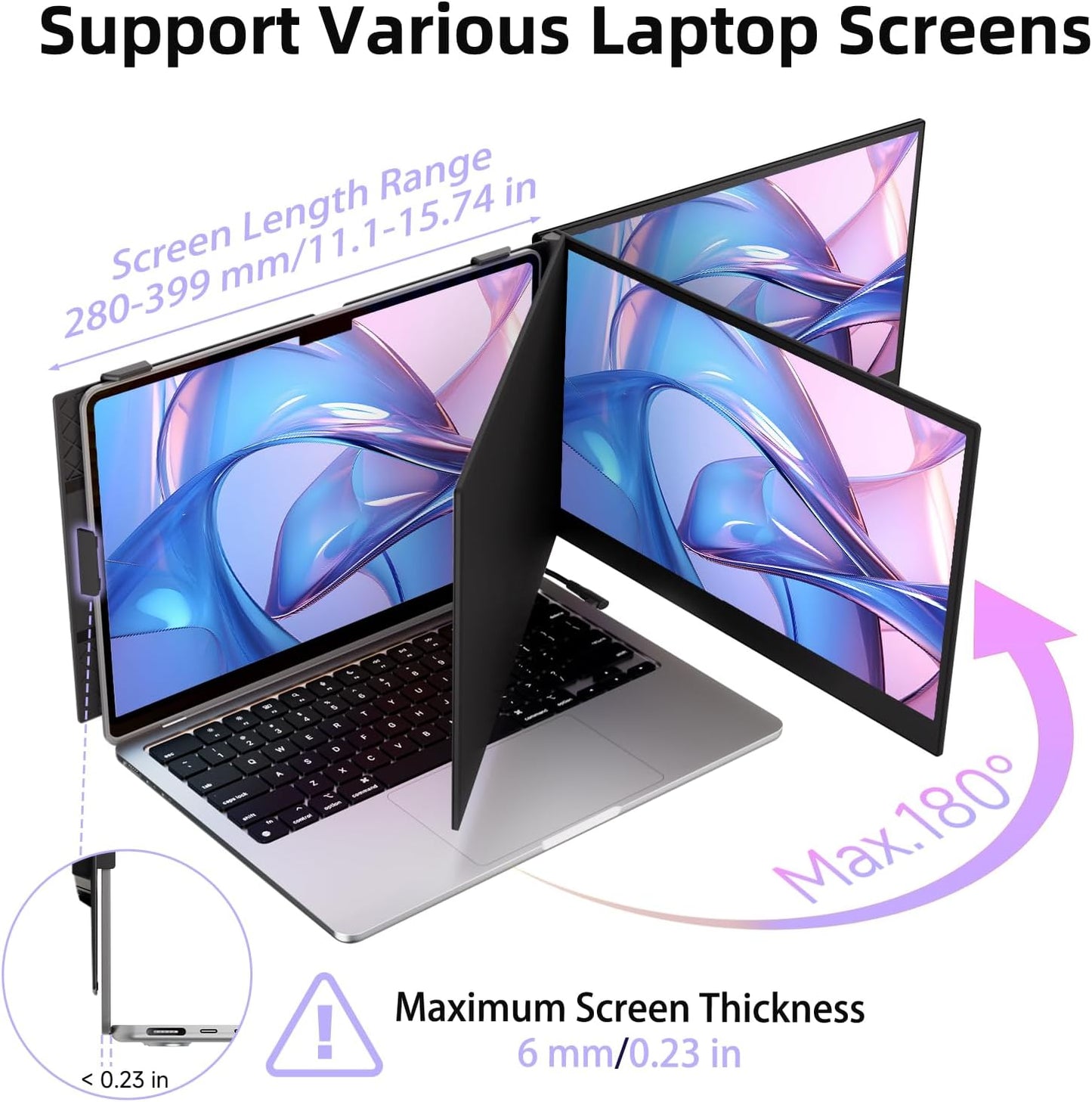 14” Dual Laptop Screen Extender - Thin as Cicada’s Wings