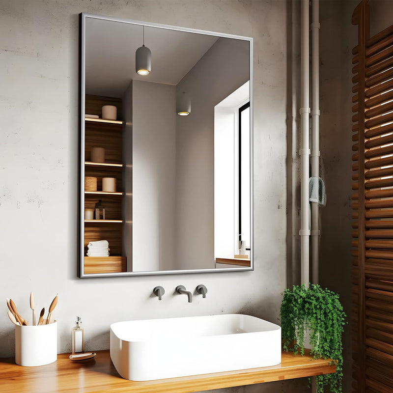 Brushed Aluminium Frame Hanging Mirror