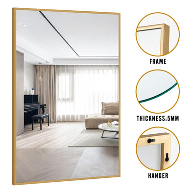 Brushed Aluminium Frame Hanging Mirror