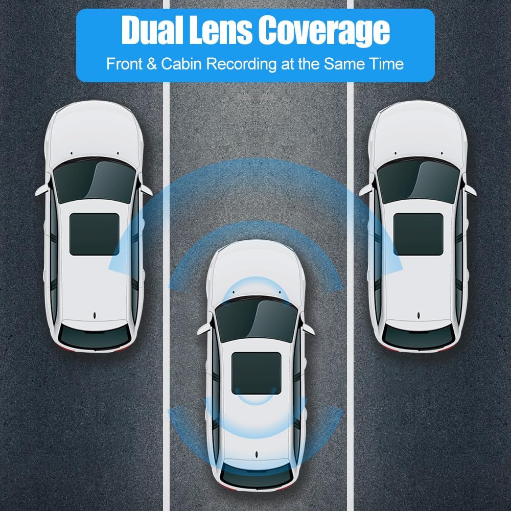 1080p Triple-Lens Dash Cam with Front, Rear & Cabin Recording