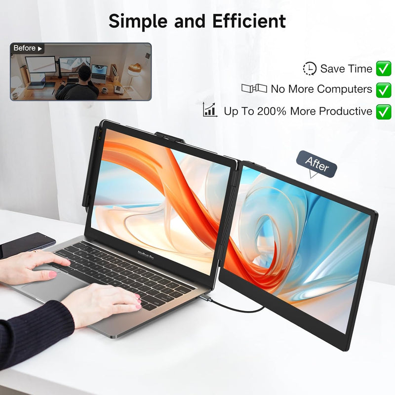 14" FHD 1080P Portable Laptop Screen Extender for Mac/Windows