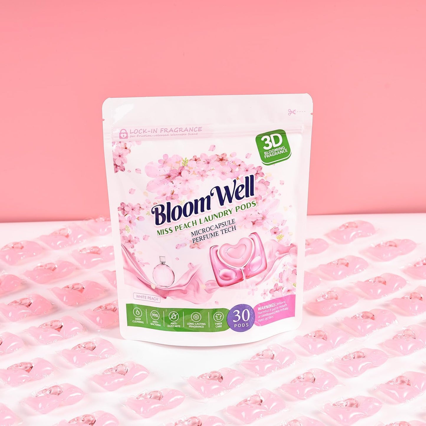 3-in-1 Laundry Detergent Pods – Sweet Peach Fragrance (60 Pods)