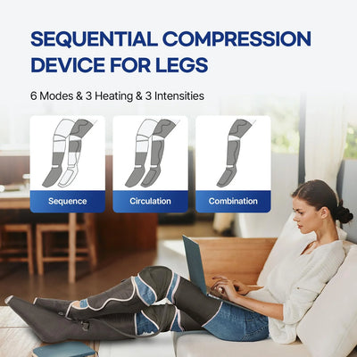 6 Mode & 3 Intensity Air Compression Leg Massager