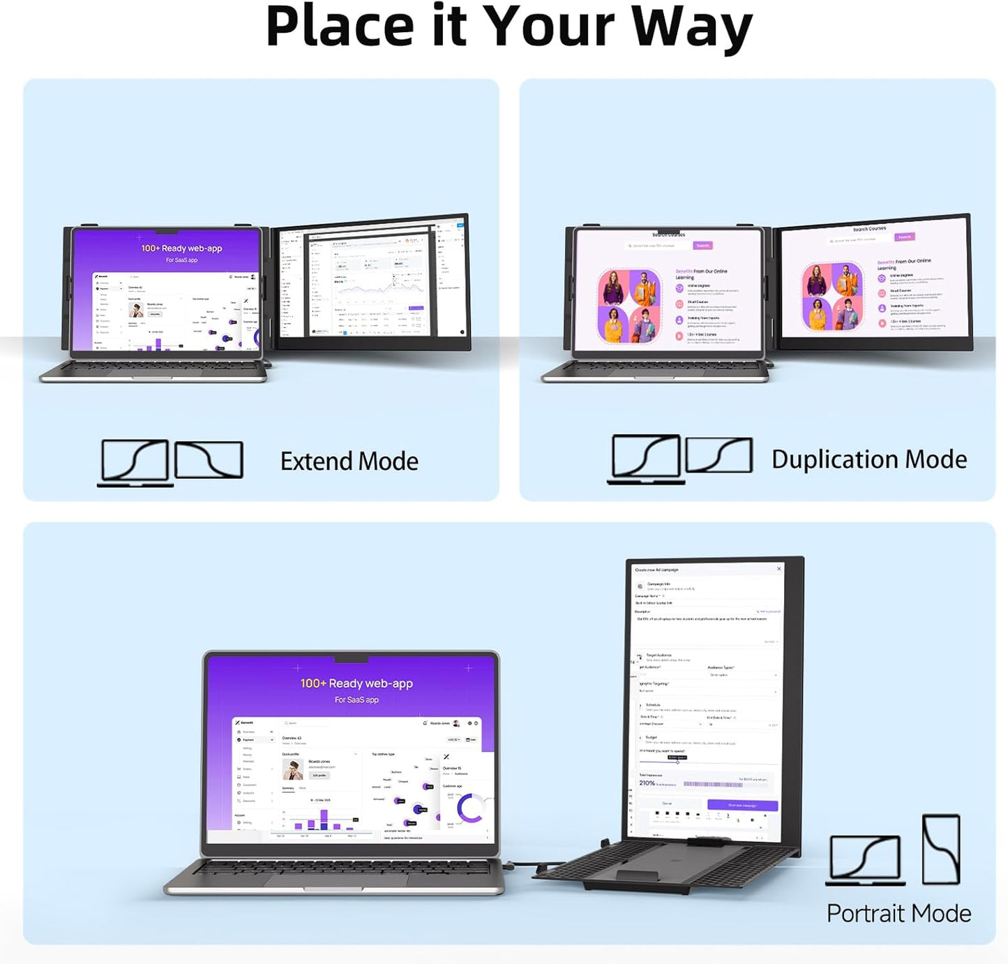 14” Dual Laptop Screen Extender - Thin as Cicada’s Wings