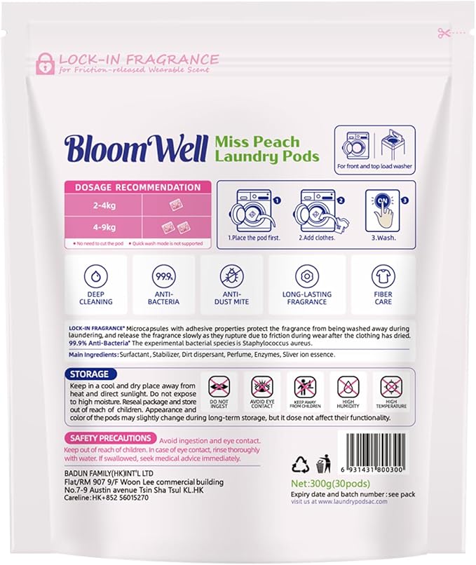 3-in-1 Laundry Detergent Pods – Sweet Peach Fragrance (60 Pods)