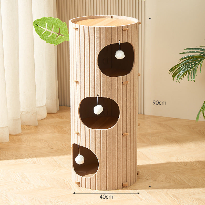 Modern Cat Tree Condo with Scratching Bucket